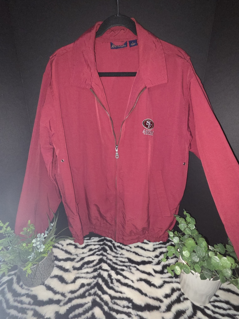 VTG Antigua San Francisco 49ers Zip Red Windbreaker Jacket, Size L